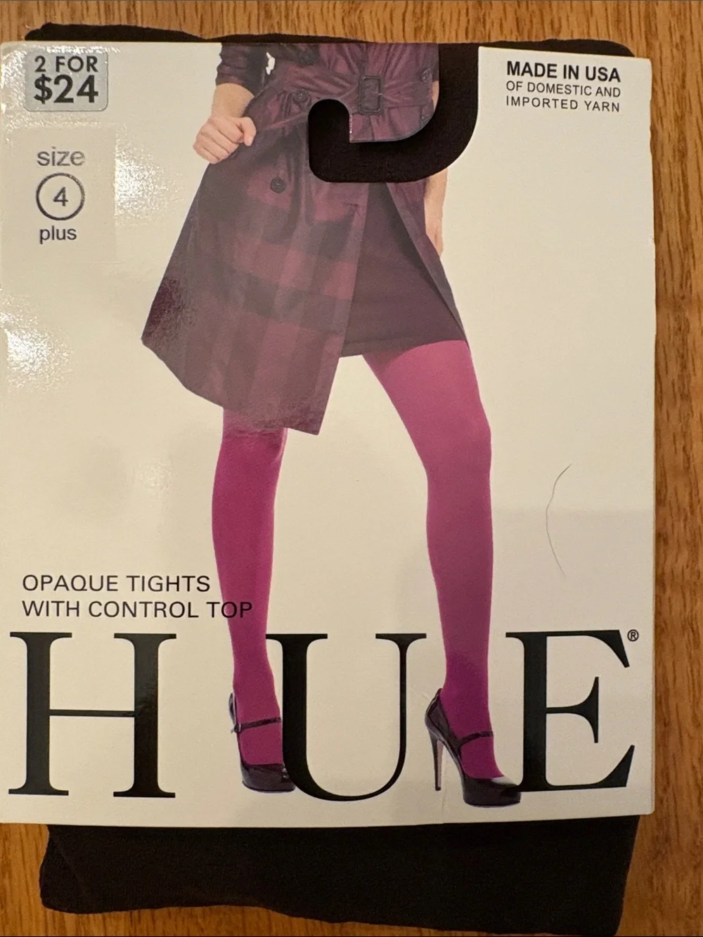 HUE Opaque Control Top Tights in Espresso Brown